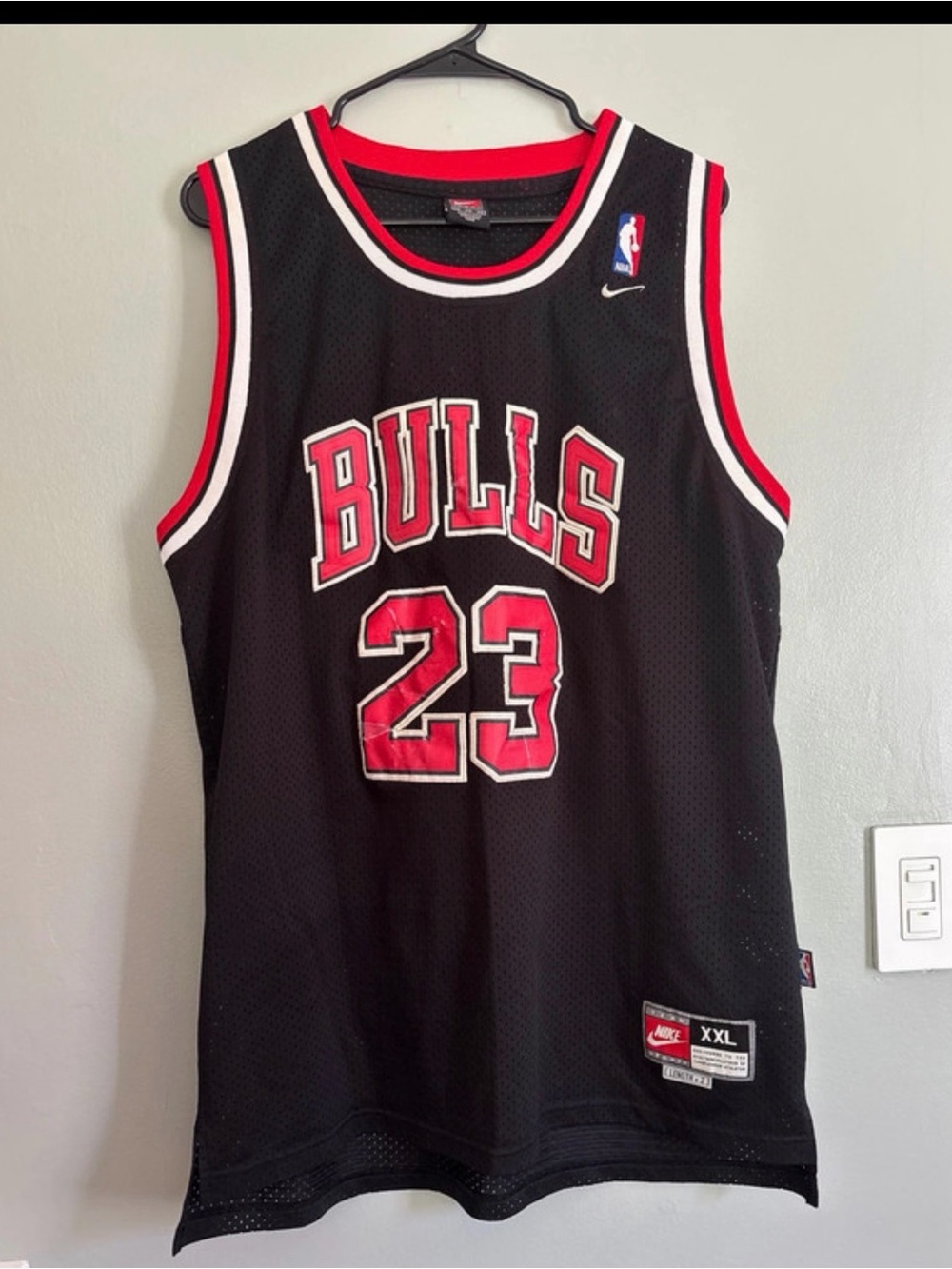 Nike Black and Red Bulls #23 Michael Jordan Basketball Jersey